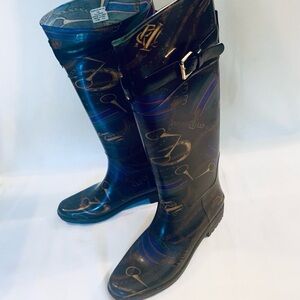 Lauren Ralph Lauren Black and Purple Rain Boots